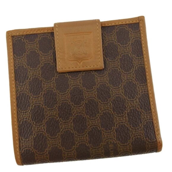 CELINE Two-folded wallet Macadam beige PVC x leather Authentic used - Picture 1 of 10